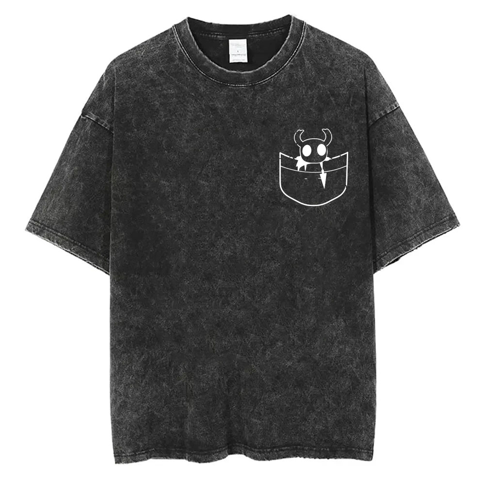 Retro Gaming T Shirt - غسلها خمر لعبة الجوف فارس جيب