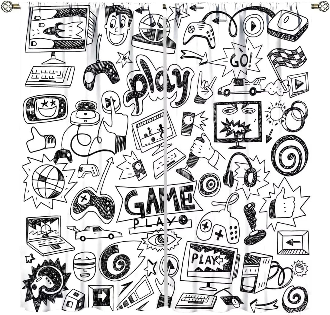 Retro Gaming Youtube - ستائر غرفة الألعاب بتصميم ألعاب الفيديو،