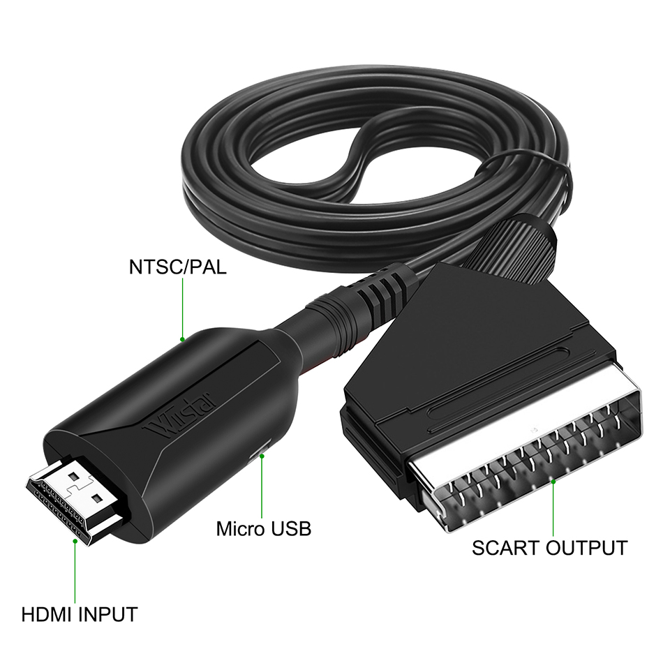 1080P HD HDMI-متوافق مع كابل م - مراجعة Scart To Hdmi وسعره