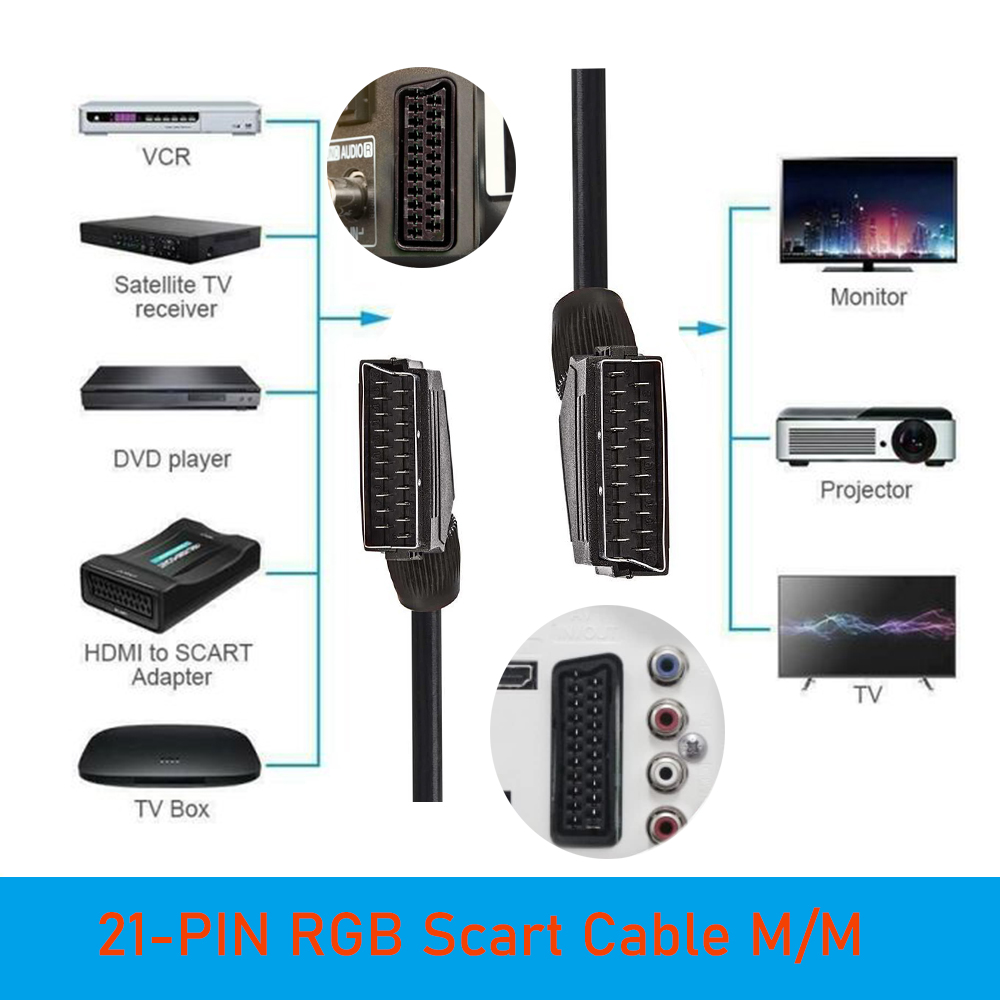 كابل RGB سكارت 21-PIN كابل فيد - مراجعة Scart To Hdmi وسعره